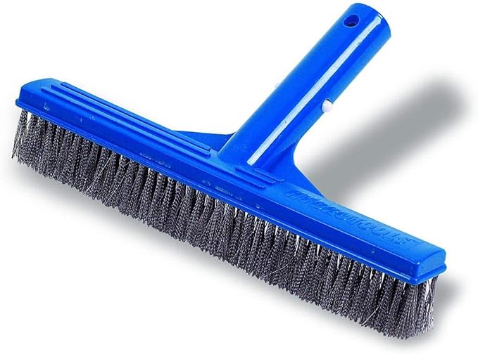 SWIMLINE HYDROTOOLS Pool Brush Head for Inground & Above Ground Pools | EZ Clip Compatible, Heavy-Duty Scrubbing | 10-Inch Stainless Steel for Concrete & Gunite Pools Only