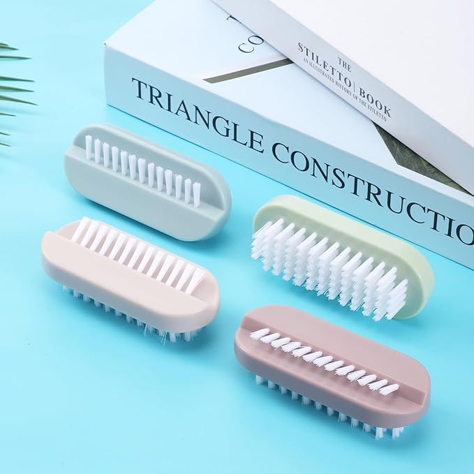 4 Pack Nail Brush for Cleaning Fingernails, Two Sided Fingernail Scrub Brush Soft Stiff Bristles Nails Scrubber Brushes Hand Nail Cleaning Brushes for Hands, Toes Men, Women