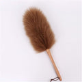 Pure Lambs Wool Duster with Wood Handle, Fluffy Lambswool Duster, Thicken Encryption, Anti-Static, Duster for Home, Office and Car, 19.3 inch(F)