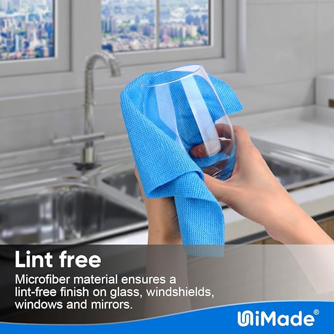 Shop Towels Rags, 50 Pack Reusable Shop Rags Bulk Microfiber Cleaning Cloth Lint Free Cleaning Towels for Car Kitchen Automotive Bar Mechanic Restaurant Garage, 11.5"x 11.5", Blue