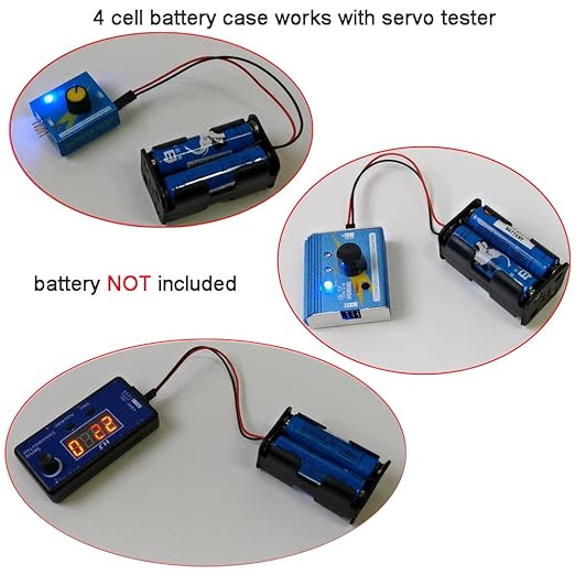 4 Cell 6V AA Battery Holder Case Cover Storage Box w/ 2P FUT J Plug Connector for Flysky Receiver RC 9g Micro Servo Tester(Pack of 4)