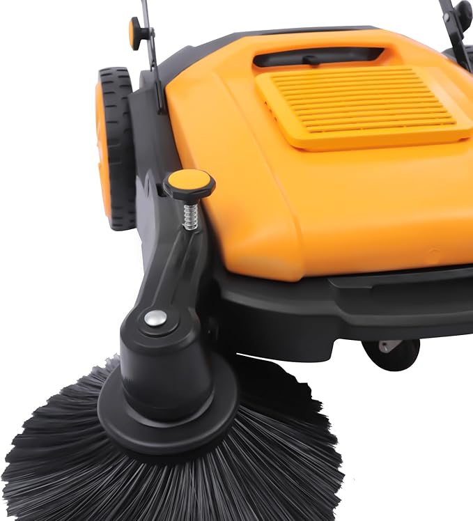 Outdoor Walk-Behind Hand Push Floor Sweeper Carpet Sweeper Manual Push Vacuum Non Electric Width Push Sweeper Adjustable Artificial Turf Vacuum for Walkway, Yard, Garage (41 Inch)