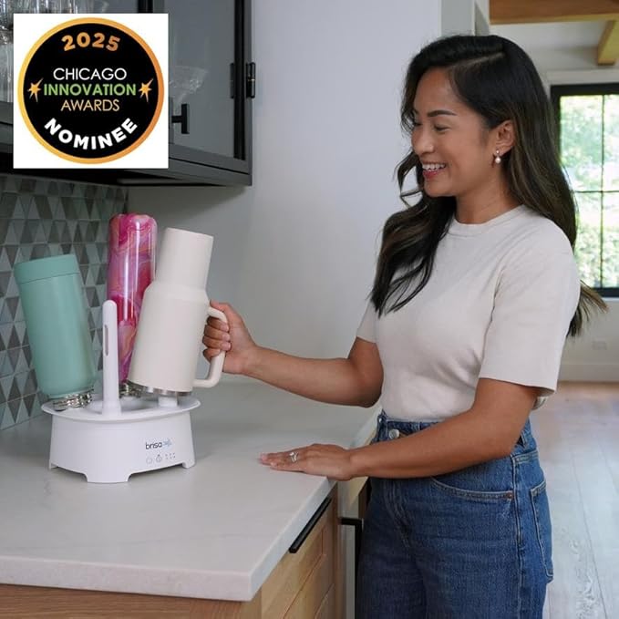 Brisa Rack: Powered Drying for reusables bottles, bags, and containers - Heated Air Drying Technology - Home Essential Drying Rack Kitchen Tool - White