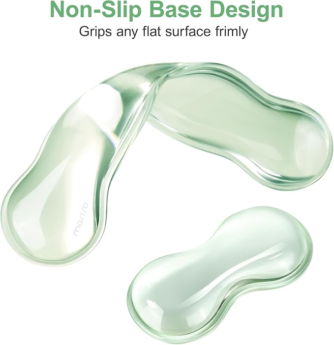 MOSISO Gel Keyboard Wrist Rest&Wrist Support for Mouse, Ergonomic Wrist Pad Soft Cooling Gel Pain Relief Easy Typing Pad Non-Slip Computer Laptop Wave Shaped Home/Office Wrist Cushion, Mint Green