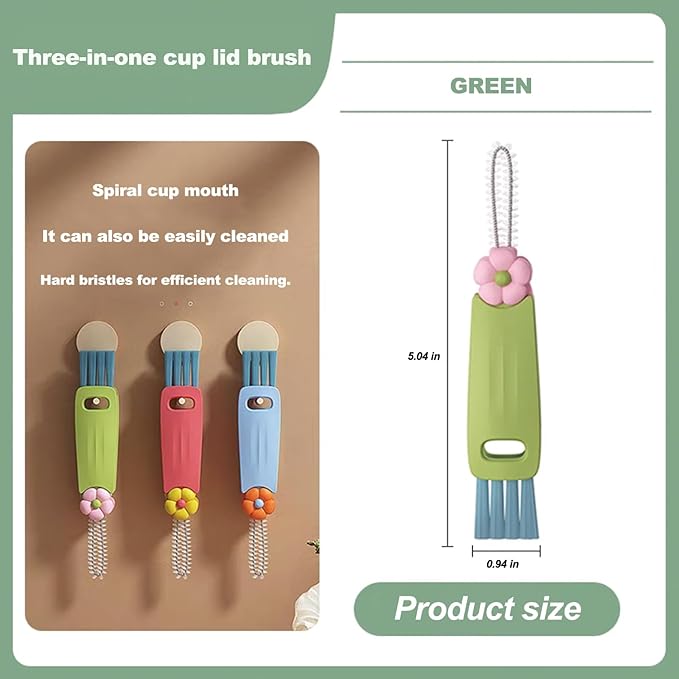 3 in 1 Cup Lid Gap Cleaning Brush Set, Bottle Cleaning Brush Multifunctional Bottle Cleaner Brush Home Kitchen Cleaning Tools, 3PCS