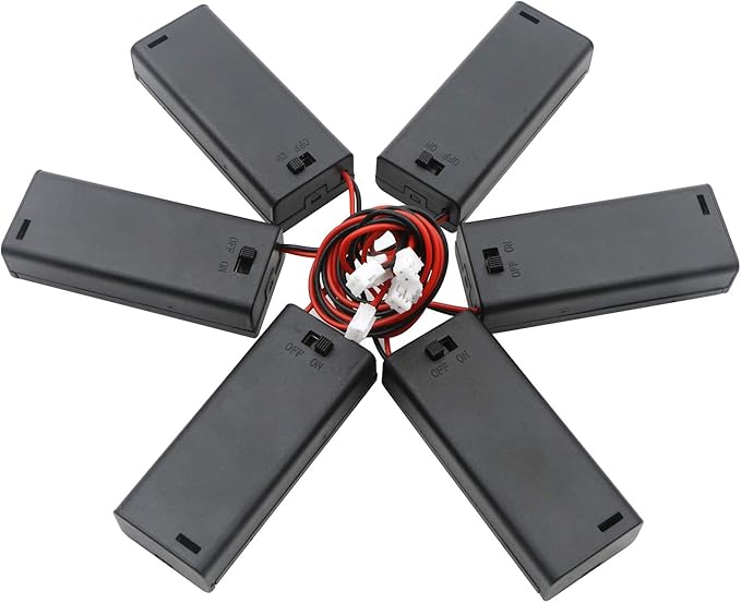 6 Pcs2xAAA Battery Holder Spring Clip with Wire Lead JST-PH 2.0 Female Connector ON/Off Switch,Slide Cover