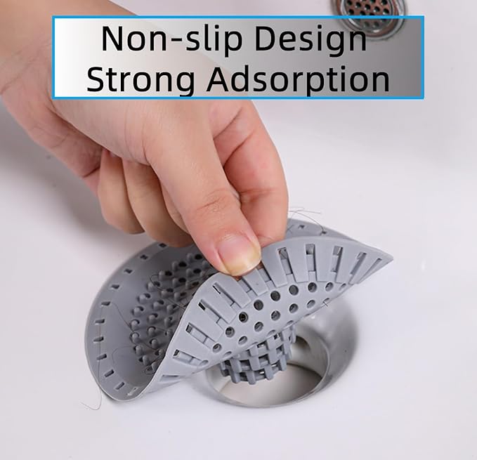 Grey Drain Hair Catcher Shower Drain Cover Hair Catcher Bathtub Drain Hair Catcher Silicone Tub Hair Catcher Drain Protector