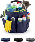 Multifunctional 17L Cleaning Caddy,Foldable 600D Organizer Bag with EVA Grip and 6 Pockets,Portable Storage Tote for Housekeeping,Car Detailing,Garden,Bathroom and Dorm (blue)