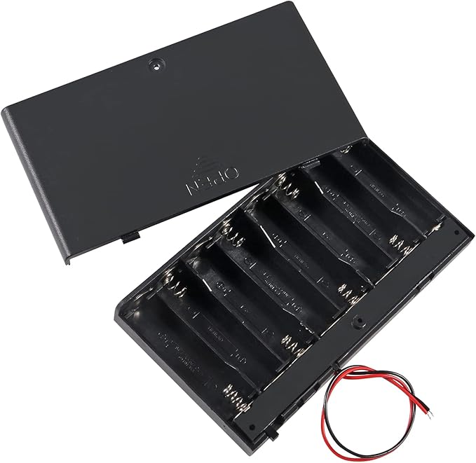 2Pcs 8 x AA Battery Holder Case Box 8 x 12V AA Battery Storage Box Battery Container Case with Cover ON/Off Switch and Wire