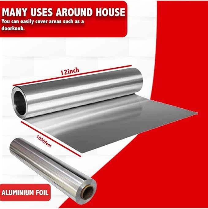 Aluminum Foil 12" 1000Ft, Thick|Deli|Home|Strong Enough For Food Service Industry | BBQ|Cocking|Wrap | Baking