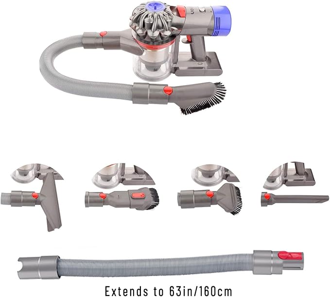 3-in-1 Vacuum Accessories Bundle for Dyson, 23'' Crevice Tool + 63'' Extension Hose + Scratch-free Dusting Brush for Dyson GEN5 G5 V15 V2 V11 V10 V8 V7, Car Detailing, Dryer Vent, Delicate Surfaces