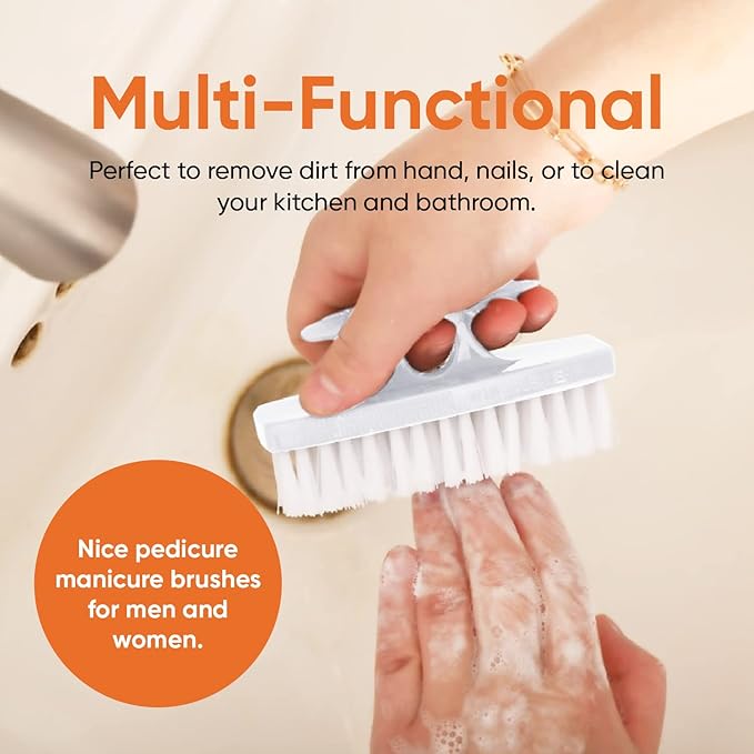Superio Nail Brush for Cleaning Fingernails, Nail Scrubber Brush, Toe Foot Hands Fingernail Brush Cleaner- Small Scrub Brush- All-Purpose Stiff Cleaning Brush for Home, Kitchen, Work, (6, White)