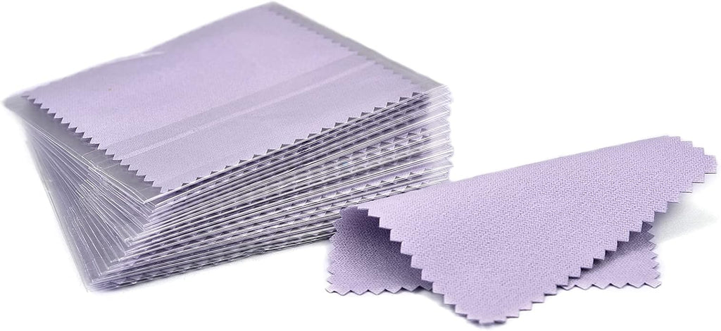 SEVENWELL 50pcs Jewelry Cleaning Cloth Pink Polishing Cloth for Sterling Silver Gold Platinum Small Polish Cloth 8x8cm