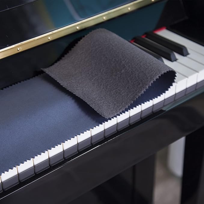 Mooson Piano Keyboard Anti-Dust Cover High Technology Fabric Key Cover Cloth Fit For Upright Piano, Electric Piano & Grand piano (Dark blue)
