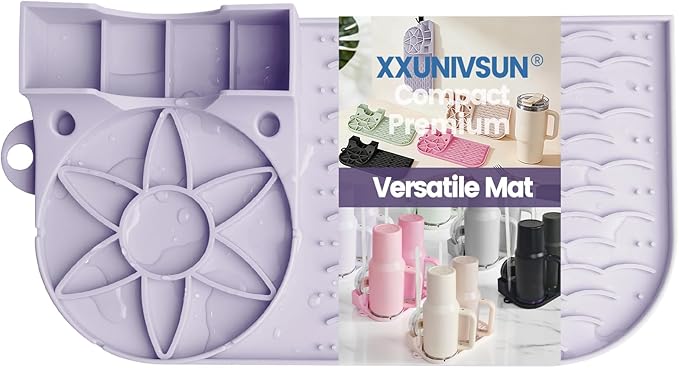 Bottle Drying Rack, Draining Mat for Stanley Tumblers20-40oz, Mugs, Wine Glasses, Compact Portable Cup Dryer Stand for Countertops, Office, RVs & Travel(Orchid)