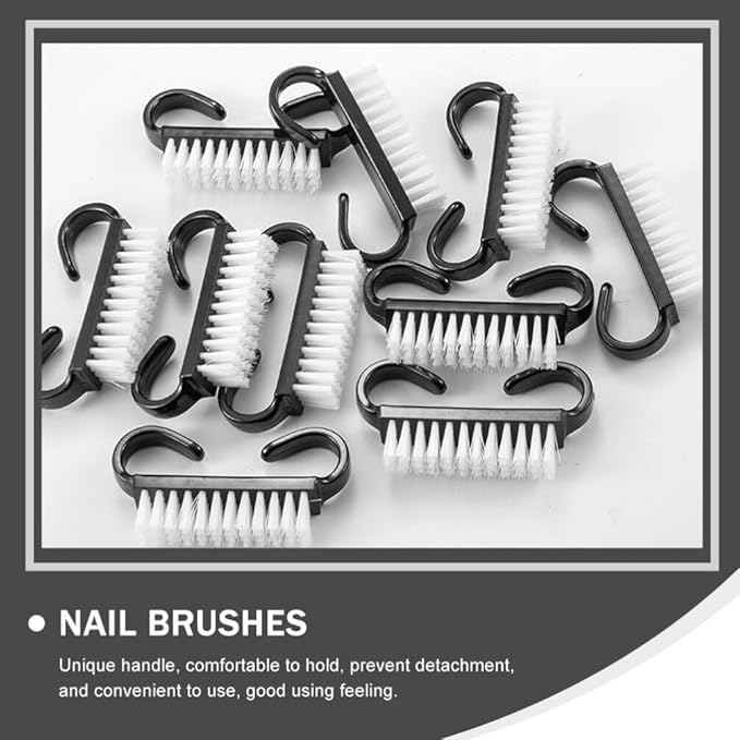 EXCEART Handle Grip Nail Brush 12Pcs Nail Dust Nail Cleaning with Handle Hand Fingernail Scrub Manicure