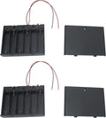 2 PCS 6 Slots AA Battery Holder Bundle with Switch and Leads Plastic AA Battery Case 6 X 1.5 V AA Battery Storage Box with Cap