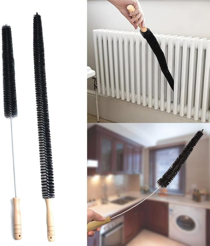 Radiator Cleaner Brush For Home Use, Bendable Long Thin Duster With 70Cm/75cm Wooden Handle, Nylon Bristles For Vents, Dryer Ducts, Baseboard Heaters And Hard-to-Reach Spaces(70cm)