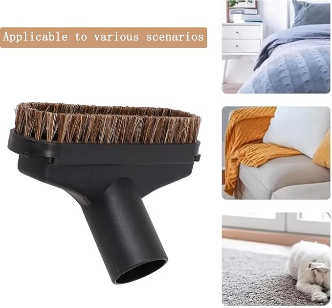 6Pack Round Soft Horse Hair Vacuum Brush Attachment For Shark Vacuum Brush Attachment with Vacuum Hose Adapter, Vacuum Attachments & Brushes, Deep Car Upholstery & Narrow or Vulnerable Area