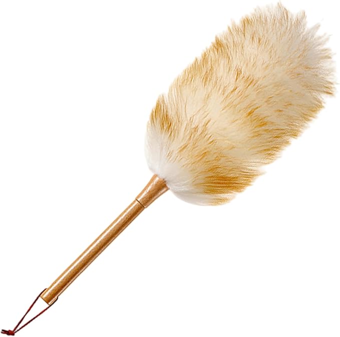 Dusters for Cleaning 20in Static Fluffy Lambswool Duster with Wood Handle Bendable Washable Cleaning Tools for Ceiling Fan, Window, Computer, Shelves Wool Duster