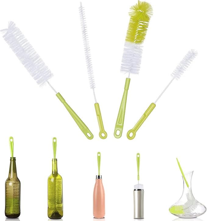 4 Pcs Bottle Cleaning Brush Set 4 Different Brushes for Cleaning Inside Tea Kettles Sports Water Bottles Coffee Jugs Juice Pitchers Espresso Machine Cleaning Products