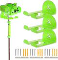 Upgraded Trimmer Rack Wall Mount - 8" Heavy Duty Weed Eater Hanger for Garage Wall, Garden Power Tool Holder Organizer Hooks for Grass Trimmer, Hedge Trimmer, Leaf Blower and Chainsaw, Green, 3 Pack