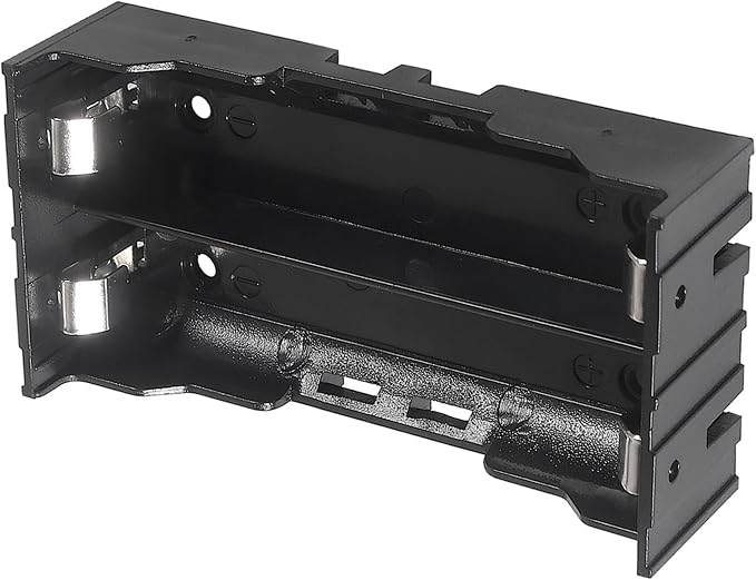 18650 Battery Case Holder 2 Slots X 3.7V 18650 Battery Storage Box, in Parallel Black Plastic Batteries Clip Box with Pin for DIY Parallel or Series Circuit PCB Projects (6pcs ABS 2 Slots)