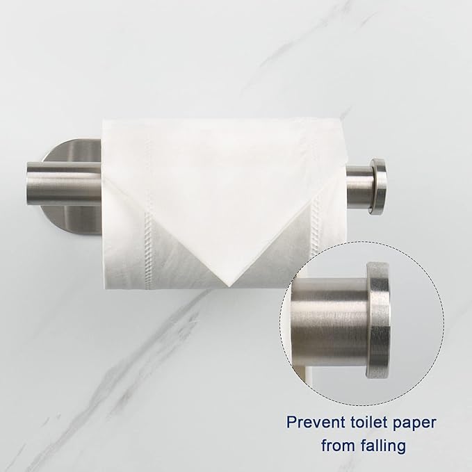 NearMoon Toilet Paper Holder Self Adhesive, Premium Thicken SUS304 Stainless Steel Rustproof Adhesive Toilet Roll Holder no Drilling for Bathroom, Kitchen, Washroom (10 Pack, Brushed Nickel)