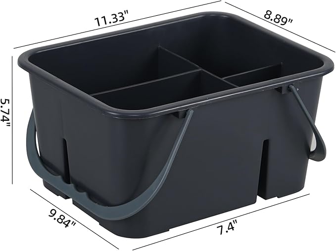 Bringer 1-Pack Small Plastic Cleaning Tool Storage Caddy, Cleaning Caddy Tote, Grey, 11.33" x 8.89" x 5.74"