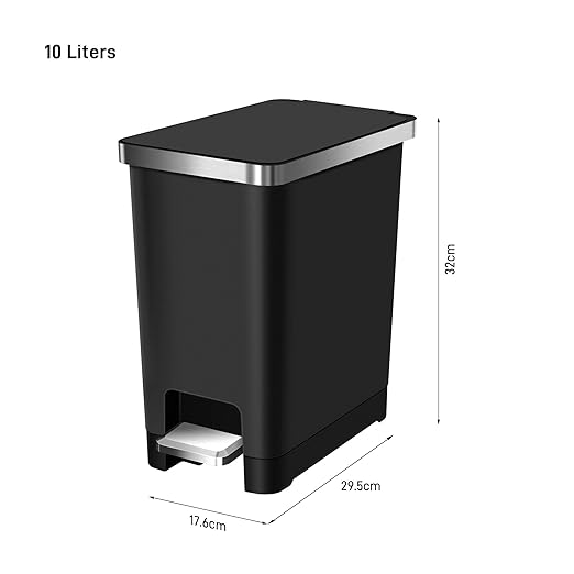 EKO | 10L Bathroom or Kitchen Waste Bin | Compact Trash Can with Flip N' Click Lid and Removable Bucket | Modern and Non-Slip Design | Lightweight, Aesthetic and Anti-Fingerprint