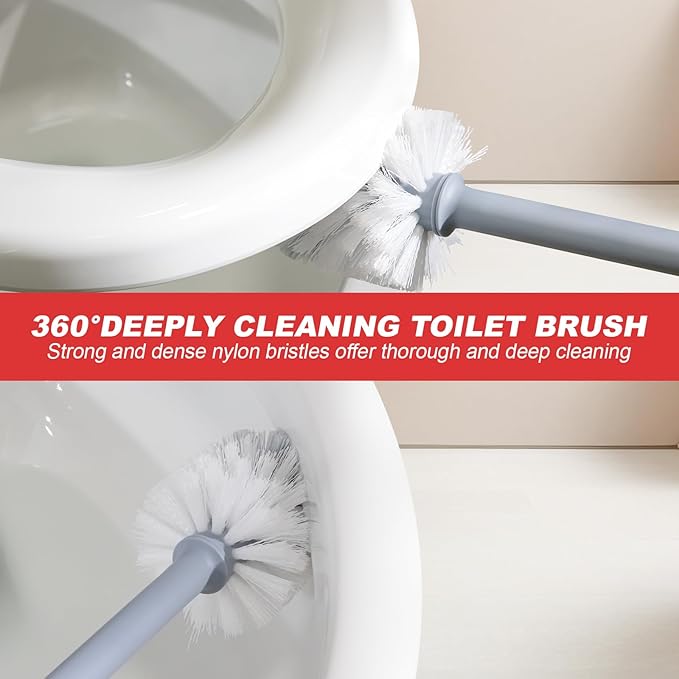 Toilet Plunger and Brush Set for Bathroom Cleaning with Holder, 16inch Plunger and Brush with Holder for Deep Cleaning Bathroom