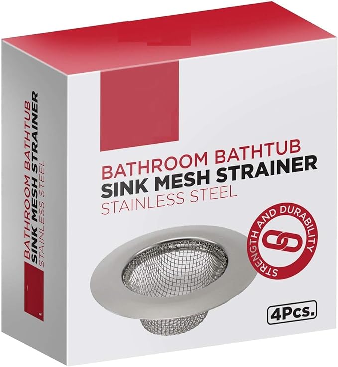 4pcs Bathroom Bathtub Sink Mesh Strainer Stainless Steel (Pack of 4)