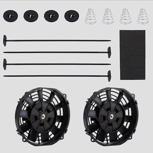 41pcs Car Fan Mounting Kit, Universal Electric Radiator Fan Mount Kit Transmission Cooler Installation Set with Cable Zip Ties Mounting Snaps Pads Springs & Cleaning Brush