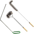 SUNRISE Fryer Brush with Long Handle (Stainless Steel, L, Double Brush, and Rubber Handle Cleaning Rod)