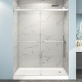 49"- 54" W x 76" H Frameless Shower Door, Double Sliding Shower Door,5/16"(8mm) Clear Tempered Glass,Easy Sliding Shower Door with Explosion-Proof Film (Brushed Nickel 54" Wx76 H)