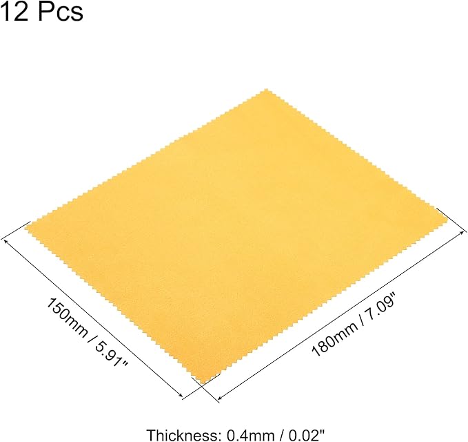 PATIKIL Eyeglass Microfiber Cleaning Cloth 7"x6", 12 Pack Glasses Cleaning Cloth Soft Suede Wipe Screen Cloth for Camera Lens Eyeglasses Screens in Individual Vinyl Pouch, Yellow