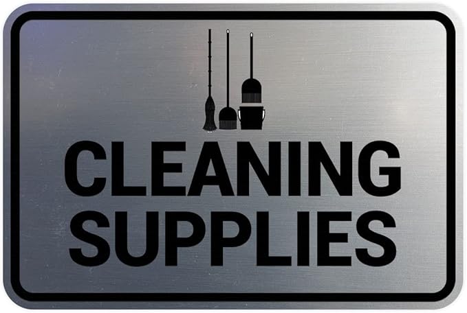 Signs ByLITA Classic Framed Cleaning Supplies Sign (Brushed Silver) - Medium