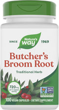 Nature's Way Butcher’s Broom, Traditional Herb, 720 mg per 2-Capsule Serving, Non-GMO Project Verified, 100 Vegan Capsules (Packaging May Vary)
