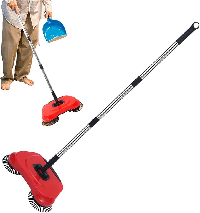 No Power Sweeper Manual Hardwood Floor Carpet Cleaning Tool | Extendable Handle Broom Mop for Laminate Tile Surfaces