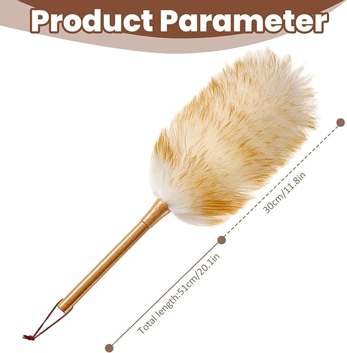 Dusters for Cleaning 20in Static Fluffy Lambswool Duster with Wood Handle Bendable Washable Cleaning Tools for Ceiling Fan Window Computer Shelves Lambswool Duster Wool Dusters for.