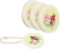 uxcell 6Pcs Cellulose Sponges, Round Kitchen Clean Sponges Non-Scratch Compressed Dish Scrubber with Floral Pattern for Kitchen Household Cookware Bathroom Cleaning & DIY, Light Green