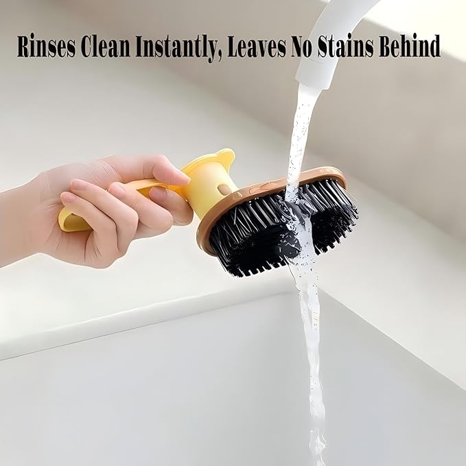 Little Bear Rotating Multi Functional Laundry Brush,Extended Bristle Cleaning Brush for Clothes, Carpet,Shoes, Etc(Khaki)