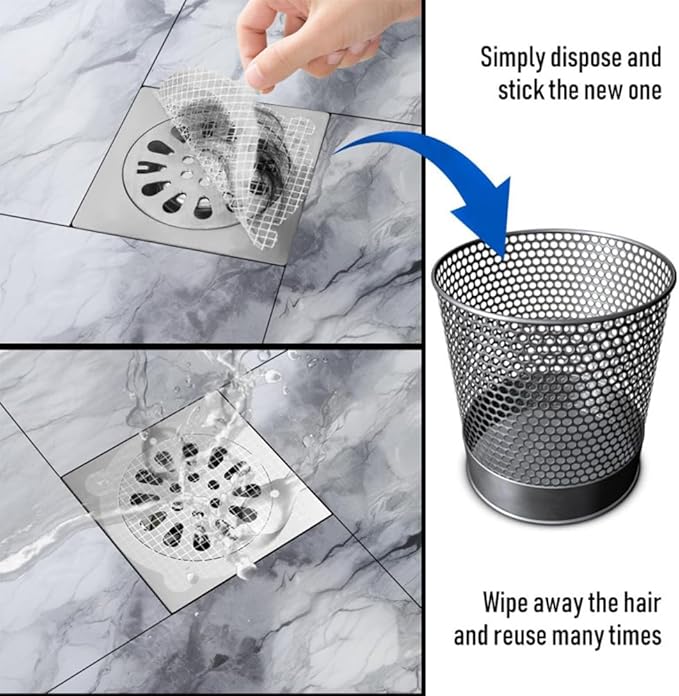 48Pack-Disposable Shower Drain Hair Catcher Mesh Stickers