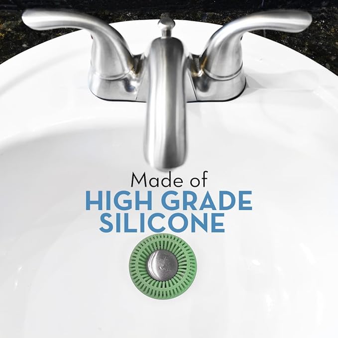 Bathroom Sink Hair Catcher for Pop-Up Drain – SinkRing 1.57" Precision Strainer for Bathroom Sink Drains | Clog-Free Hair Trap for Contacts, Earrings, Jewelry | No Suction or Screws – Sage Green