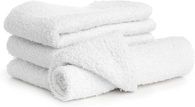 ZUPERIA 100% Cotton Terry Towels Cleaning Cloths, Pack of 50 (12" x 12") Multipurpose, Highly Absorbent, Reusable Cotton Rags, White Bar Towels & Cleaning Rags for Everyday Usage (White)