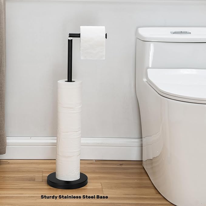Noonext Toilet Paper Holder Stand for 4 Rolls, Black Matte, Stainless Steel, Modern, Free Standing, Bath