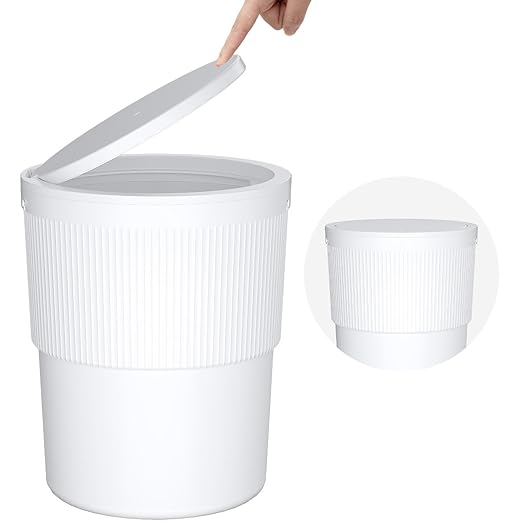 Lifewit Trash Can with Pop-Up Lid, 2.6gal Small Hidden Garbage Can with Decorative Faux Plant, Dog Proof Plastic Waste Basket for Bedroom, Office, Living Room, Kitchen, Bathroom