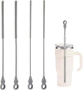 Silicone Straw Cleaner Brush, 4-Piece Reusable Straw Brush Set with Extra-Long Design for Cleaning Thin Metal Straws and Wider Milkshake Straws （6mm+9mm Gray)