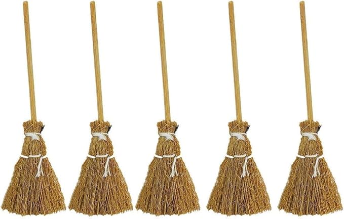 5Pcs Witch Broomstick Set, Miniature Broom Props, Fairy Decoration, Cinnamon Broom, Sweeping Tools, Angle Brooms