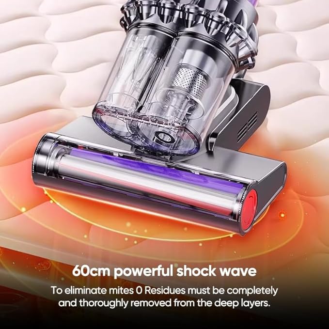 Saker Powerful Bed Vacuum Cleaner - 5-Cyclone Handheld Mattress Vacuum with Digital Display, 14kPa Auto-Suction Power & HEPA Filtration for Mattresses, Carpets & Home Cleaning